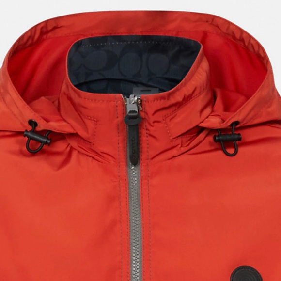 New Coach Gray Orange REVERSIBLE Short Parka Wind Breaker Men Jacket L - Picture 2 of 9